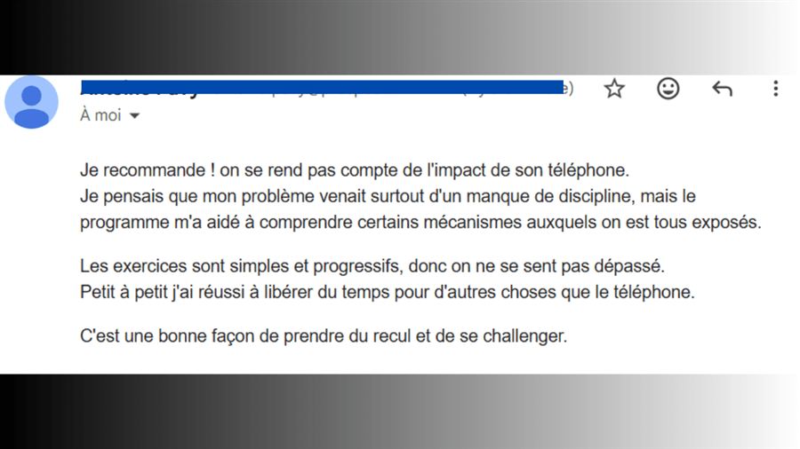 Témoignage original d’un participant, retour reçu par email.