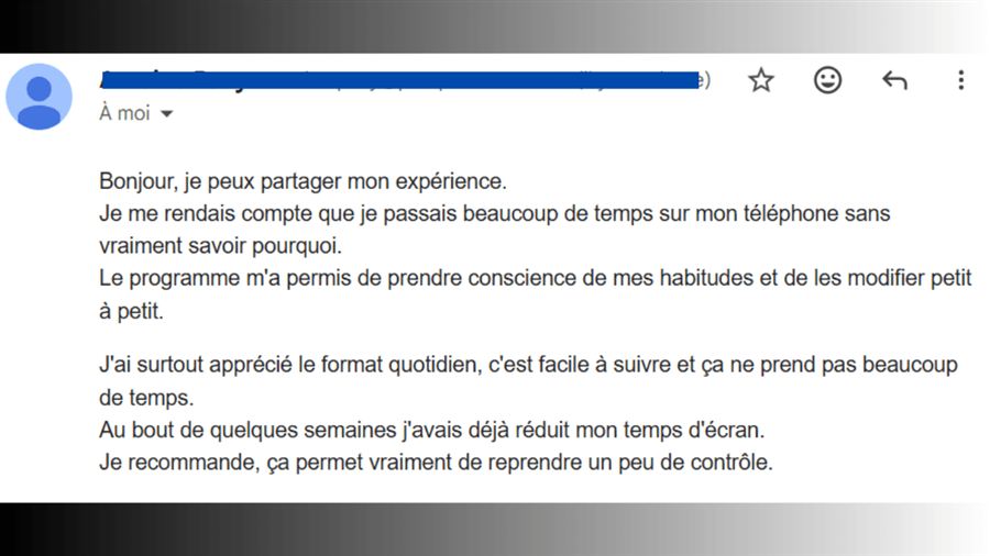 Témoignage original d’un participant, retour reçu par email.