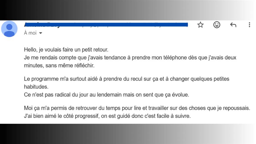 Témoignage original d’un participant, retour reçu par email.